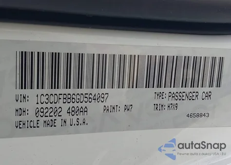 2016 Dodge Dart Sxt z USA, uszkodzony, nr VIN 1C3CDFBB6GD564097